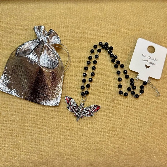 Death Moth skull Necklace Chain Wasp Steampunk Silver Gothic Butterfly - Picture 6 of 6